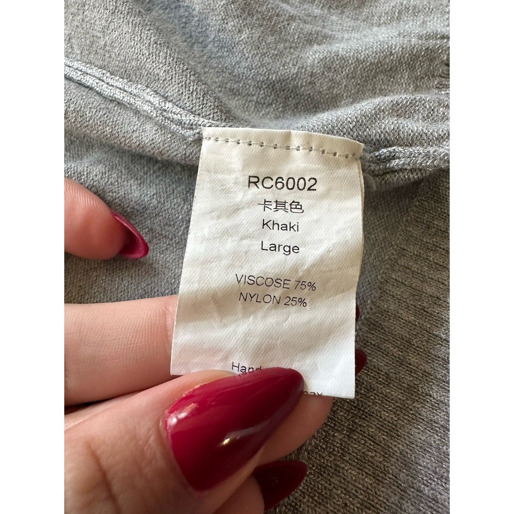 Unbranded Tan White Grey Longline Open Front‎ Cardigan L Large - Picture 4 of 6